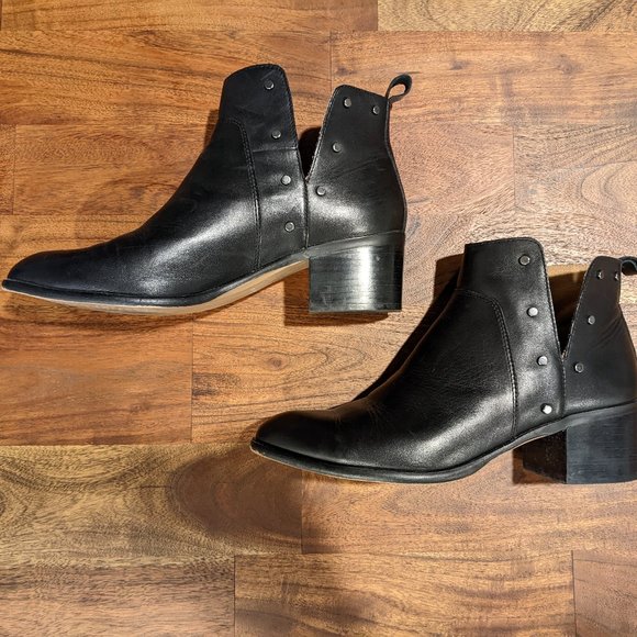 Franco Sarto Shoes - Franco Sarto Black Leather Studded Booties Size 7.5 Women's